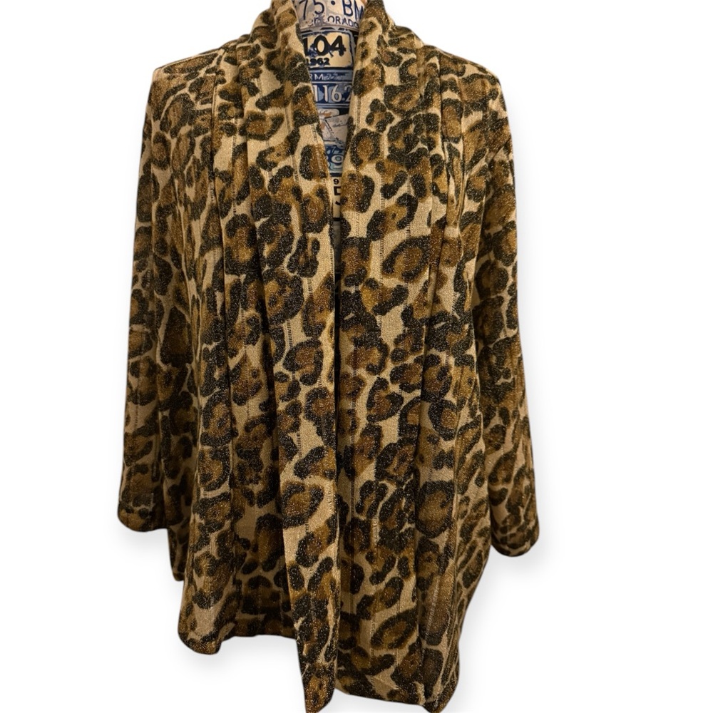 Ruby Rd Leopard Print Open Front Cardigan